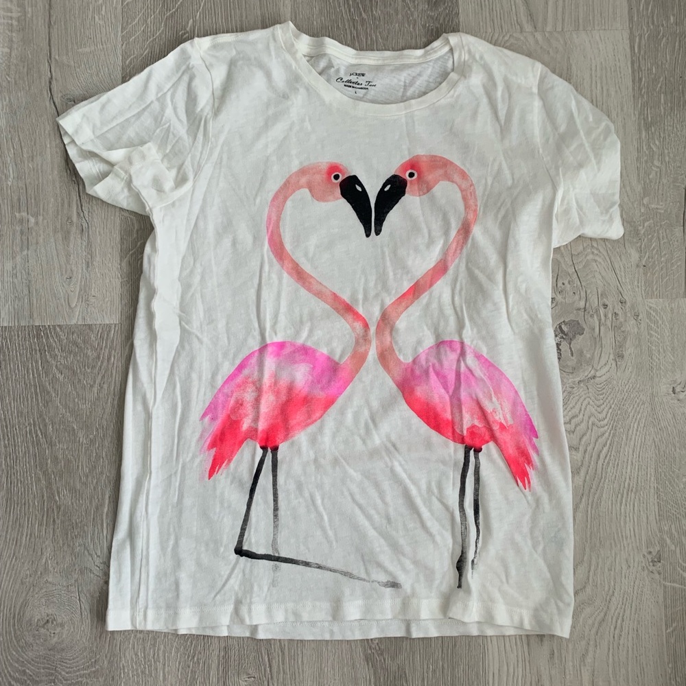 J Crew flamingo heart collector tee